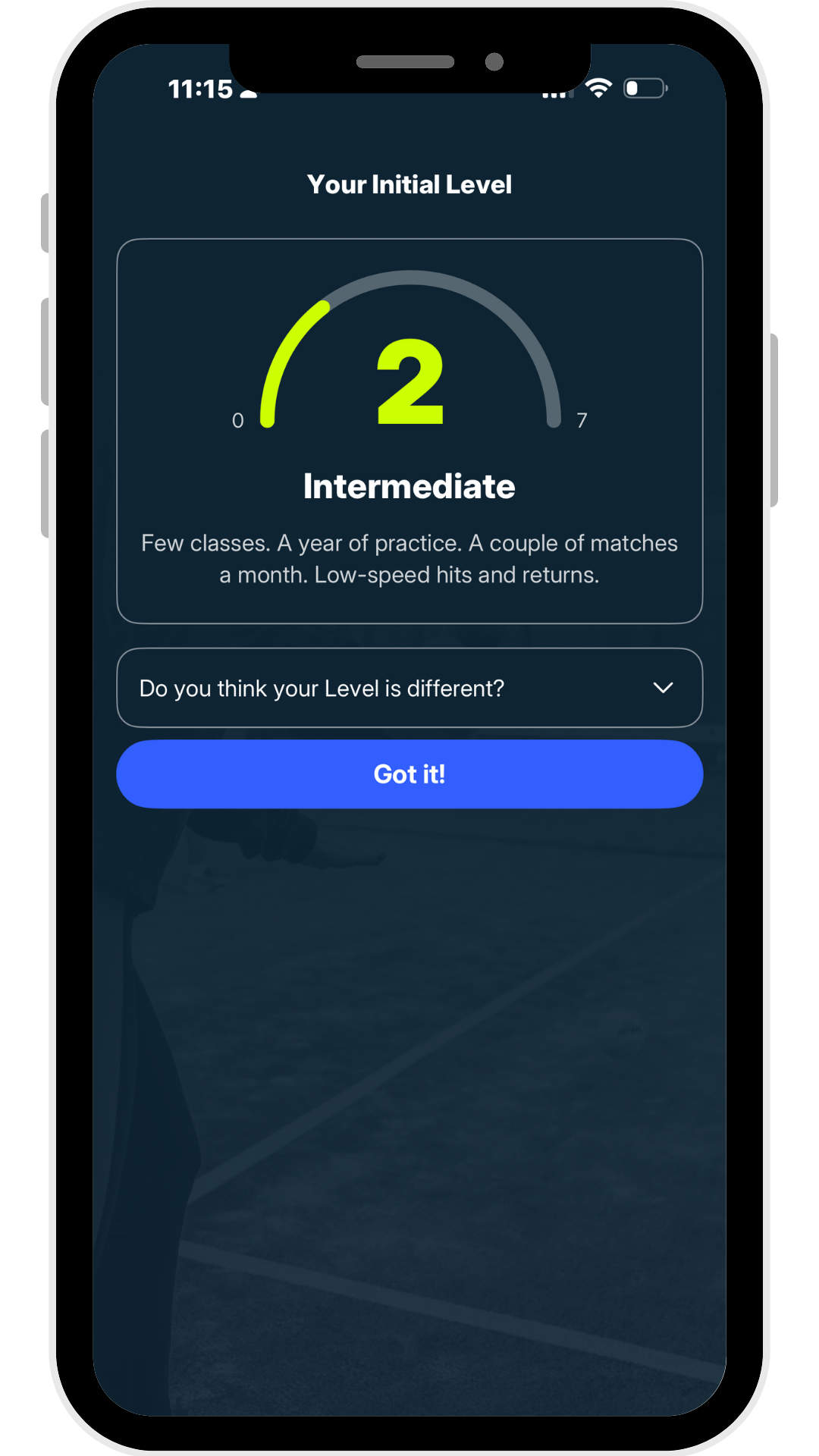 Playtomic app screen showing available booking times