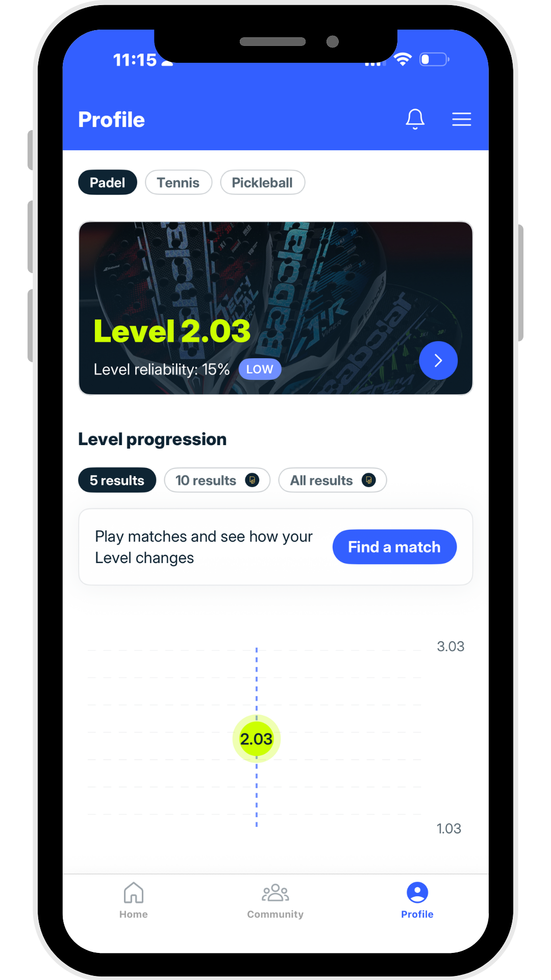Playtomic app screen showing booking details